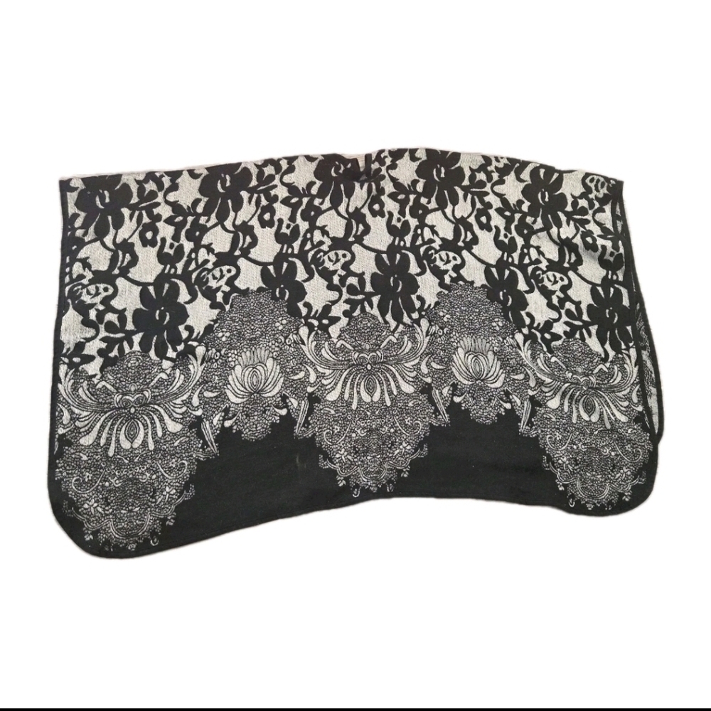 Marc New York Andrew Marc Black Gray Floral Knit Poncho Cape Wrap One Size - Picture 5 of 9